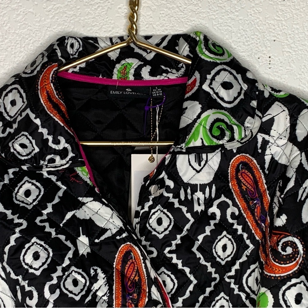 Emily Lovelock jacket quilted long women’s sz 10 vibrant Paisley - Picture 2 of 9